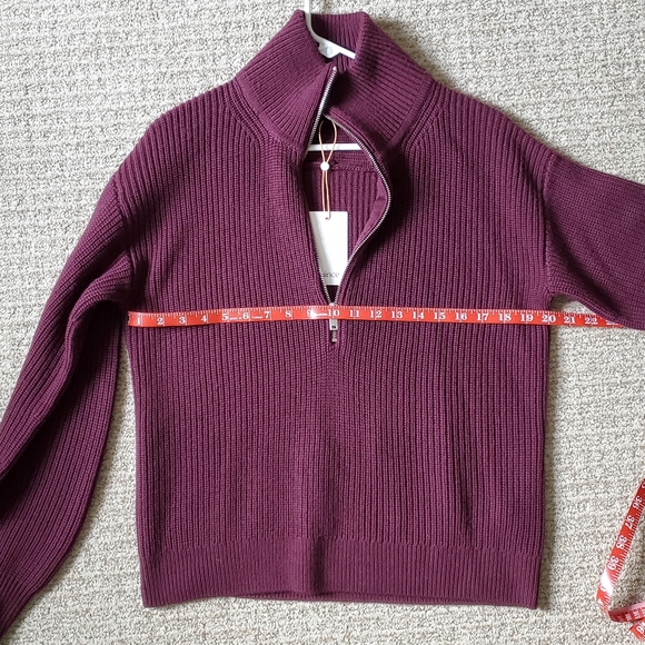 NWT. Quince Australian Merino Wool Half Zip Sweater, Barolo Burgundy (S) - Picture 14 of 17